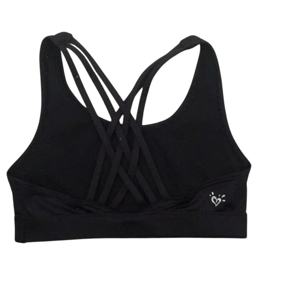 Justice sports bra black size 30 strappy